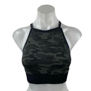 SOUL Black Camo Army Military Racerback Yoga Athletic Sports Bra Crop Top Size 6